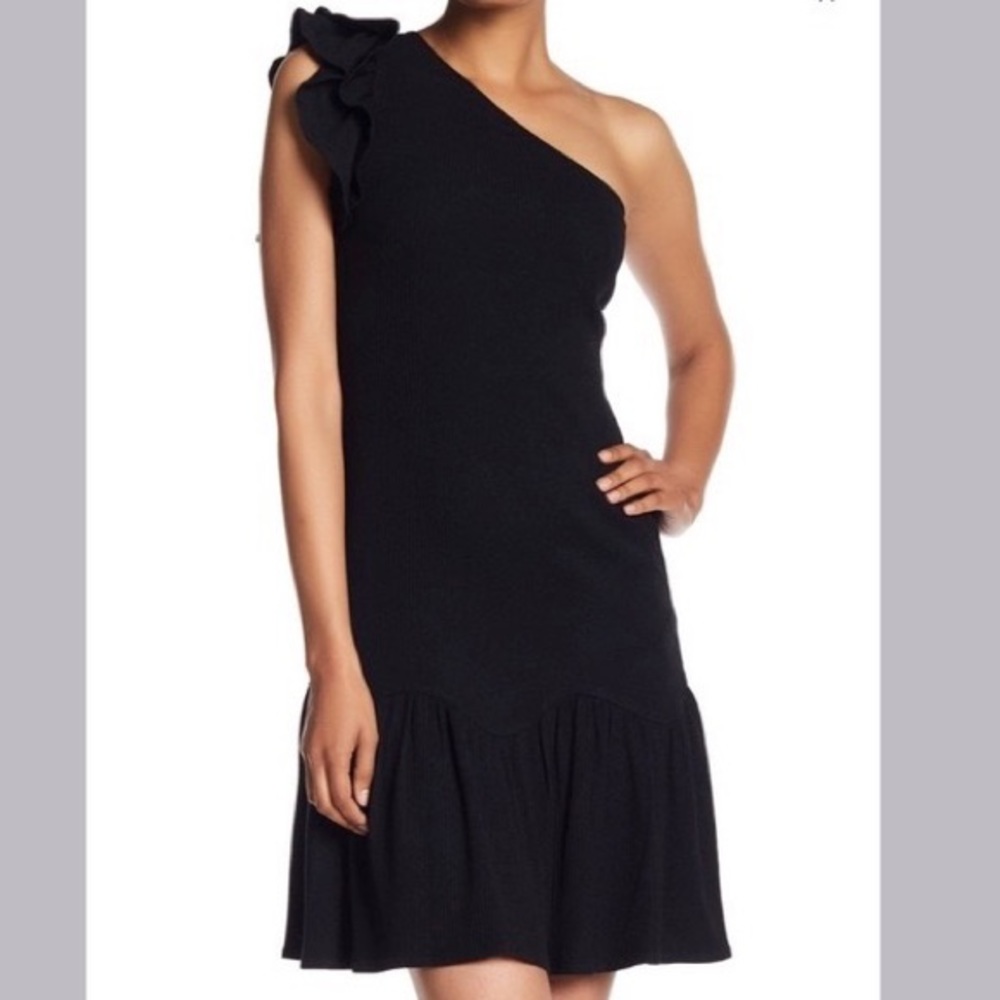 Rebecca Taylor One shoulder rubbed Jersey dress